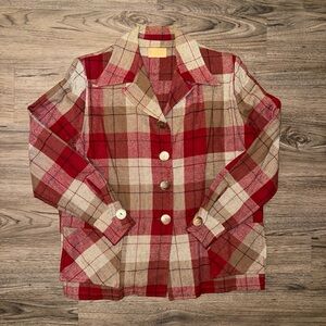 Vintage 1950s  Plaid WESTERN STAR SEATTLE Wool Jacket Cardigan M Rockabilly